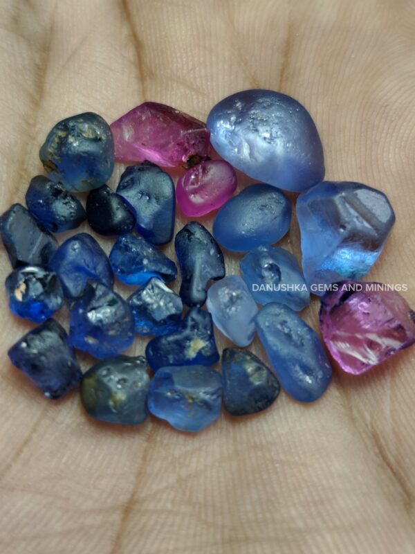 natural blue and pink sapphire roughs