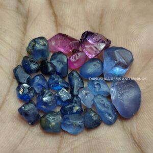 natural blue and pink sapphire roughs