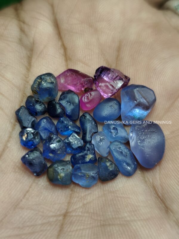 natural blue and pink sapphire roughs