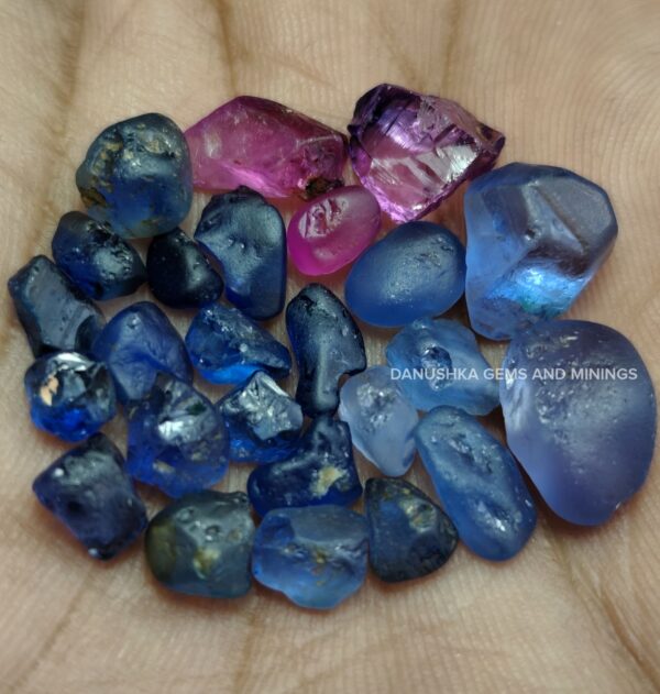 natural blue and pink sapphire roughs