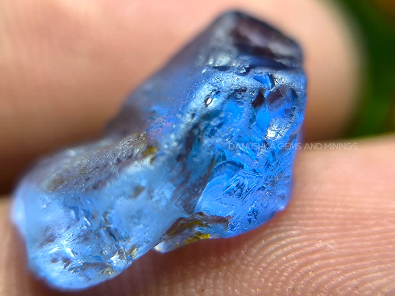 Facet Grade unheated Ceylon blue sapphire rough, 9.68 ct, sourced from Rakwana village around mining in Sri Lanka, with natural surface and internal features.