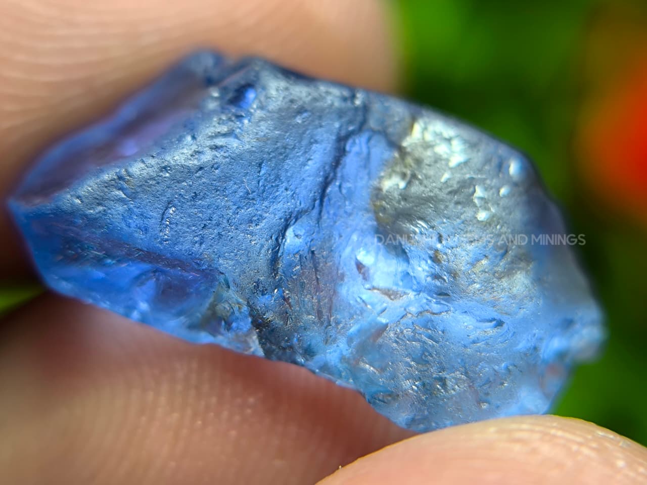 Facet Grade unheated Ceylon blue sapphire rough, 9.68 ct, sourced from Rakwana village around mining in Sri Lanka, with natural surface and internal features.