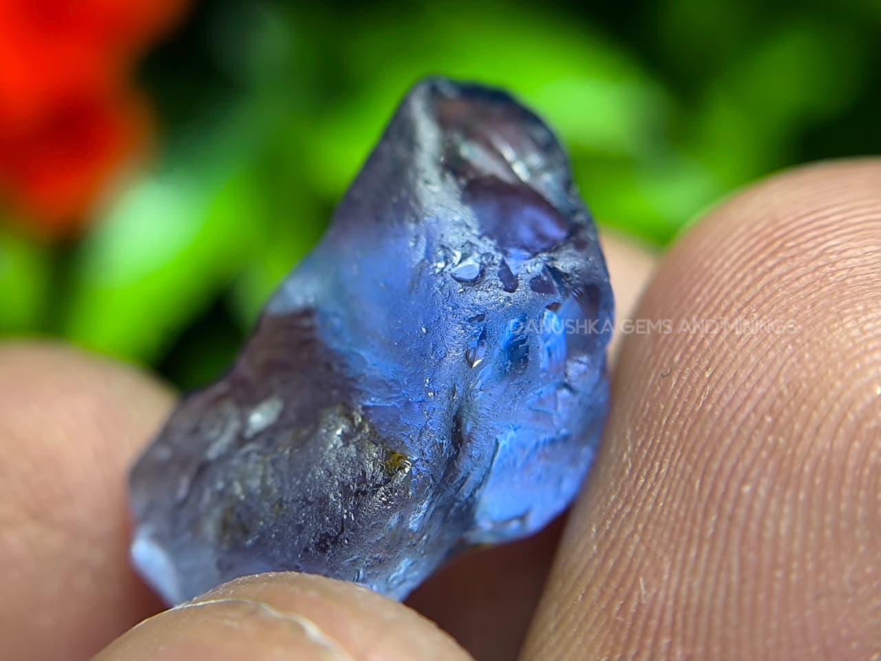 Facet Grade unheated Ceylon blue sapphire rough, 9.68 ct, sourced from Rakwana village around mining in Sri Lanka, with natural surface and internal features.