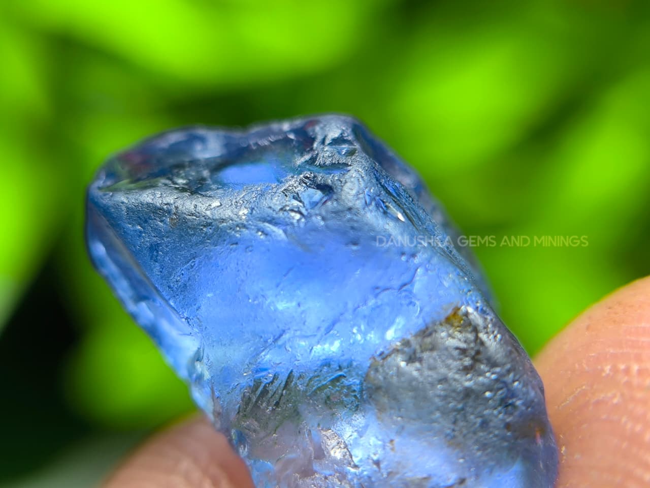 Facet Grade unheated Ceylon blue sapphire rough, 9.68 ct, sourced from Rakwana village around mining in Sri Lanka, with natural surface and internal features.
