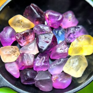 30.70 ct Ceylon Natural Unheated Fancy Sapphire Rough Parcel – 22 Pcs Mixed Color Facet Grade Sapphire Rough from Sri Lanka
