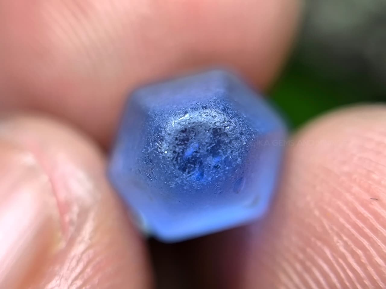 4.50 ct Ceylon Natural Unheated Blue Sapphire rough from Rakwana village around mining in Sri Lanka with visible internal features and cutting potential.