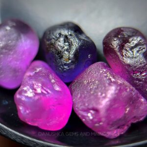 10.20 ct Ceylon Natural Unheated Fancy Sapphire Rough Parcel from Kahawatta, Sri Lanka – 5 Pcs Facet Grade Pink, Purple & Color-Band Sapphire Rough