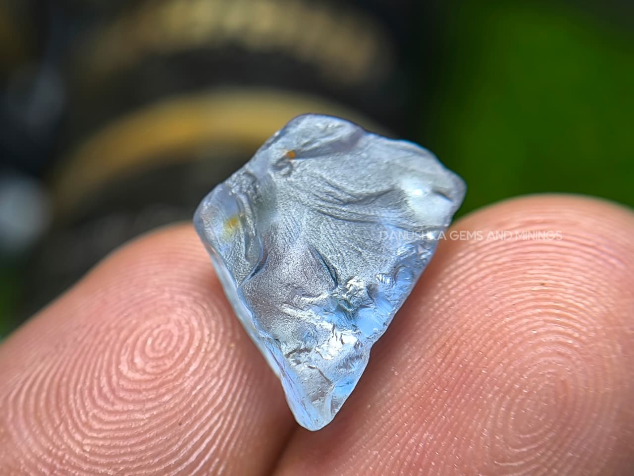 8.43 ct Ceylon Natural Unheated Very Light Blue Sapphire Rough from Gangeyaya, Sri Lanka – Shield-Like Facet Grade Rough with Heat Treatment Potential - Image 4