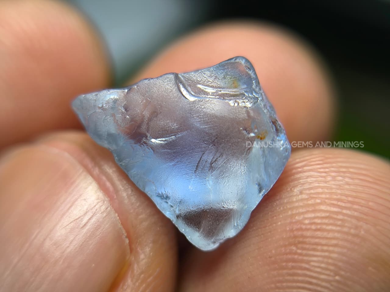 8.43 ct Ceylon Natural Unheated Very Light Blue Sapphire Rough from Gangeyaya, Sri Lanka – Shield-Like Facet Grade Rough with Heat Treatment Potential - Image 8
