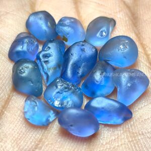 23.60 ct Ceylon Unheated Blue Sapphire Rough Parcel – 14 pcs Facet Grade from Kalu Ganga, Sri Lanka