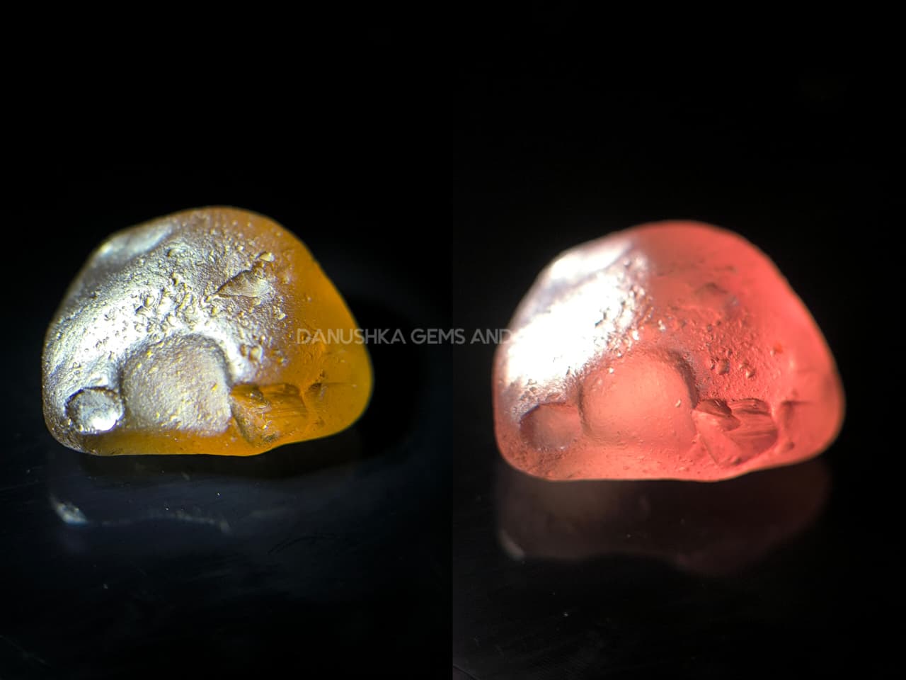 8.20 ct Ceylon Golden-Brown Zircon Rough with Salmon-Red Color Shift – Bibilegama Sri Lanka
