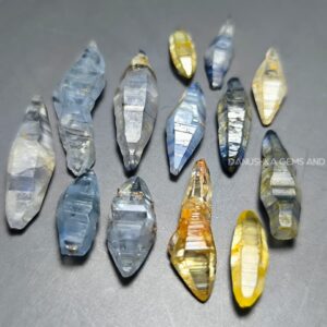 80 ct Ceylon Natural Unheated Sapphire Crystal Parcel – 13 Blue, Yellow and Colorless Crystals from Sri Lanka