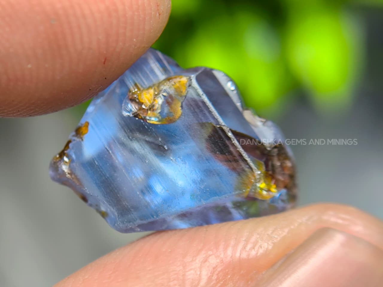 11.20 ct unheated Ceylon natural blue geuda sapphire rough from Kataragama village around mining in Sri Lanka with vitreous glassy body and crystal growth marks