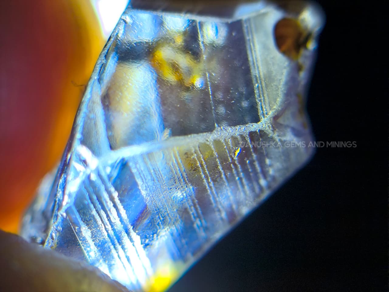 11.20 ct unheated Ceylon natural blue geuda sapphire rough from Kataragama village around mining in Sri Lanka with vitreous glassy body and crystal growth marks