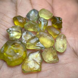 42.95 ct Natural Chrysoberyl Rough Parcel – 14 Facet-Grade Green and Yellow-Green Pieces from Sri Lanka and Madagascar