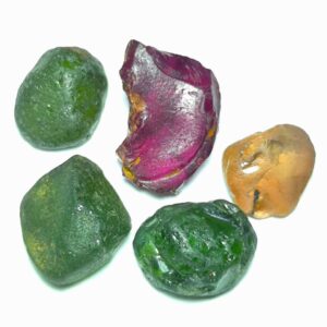 Natural Mixed Gem Parcel: Rhodolite Garnet, Green Zircon (Beccarite) & Andalusite – 20.94ct Unheated Facet Grade Rough from Sri Lanka.